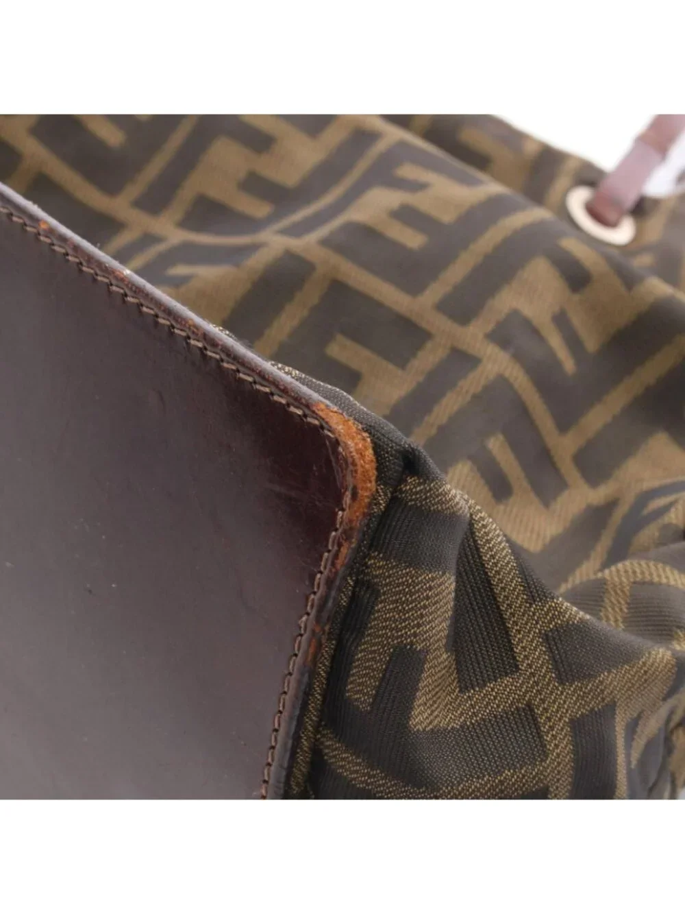 Fendi Tote Zucca Brown Nylon Leather